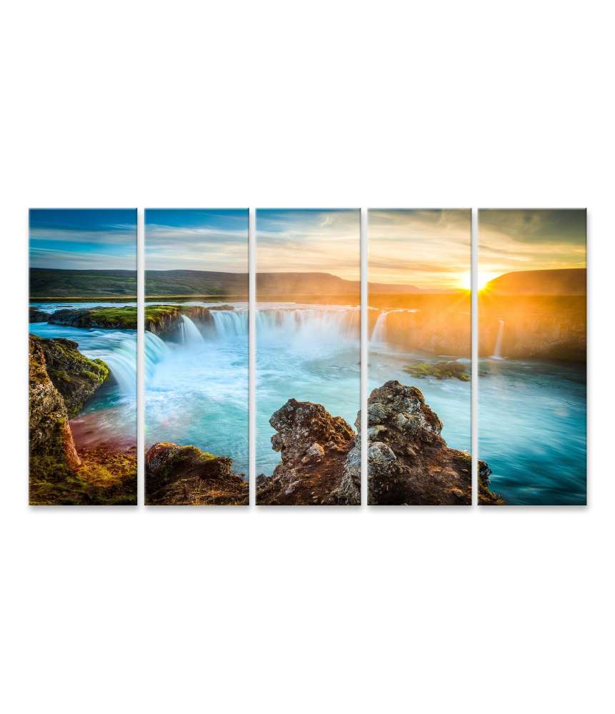 Islandburner Bild auf Leinwand Stunning Wandbild des majestätischen Godafoss Wasserfalls in Island