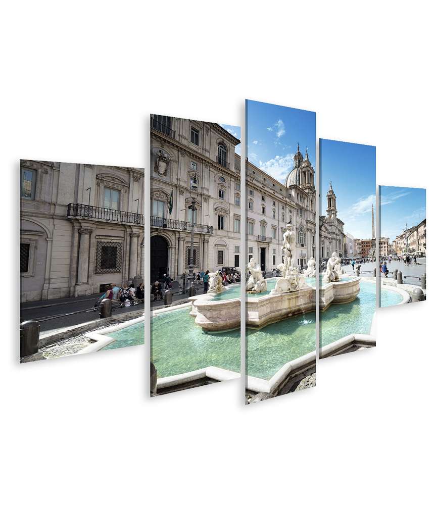 Islandburner Bild auf Leinwand Atmosphärisches Wandbild der belebten Piazza Navona in Rom, Italien