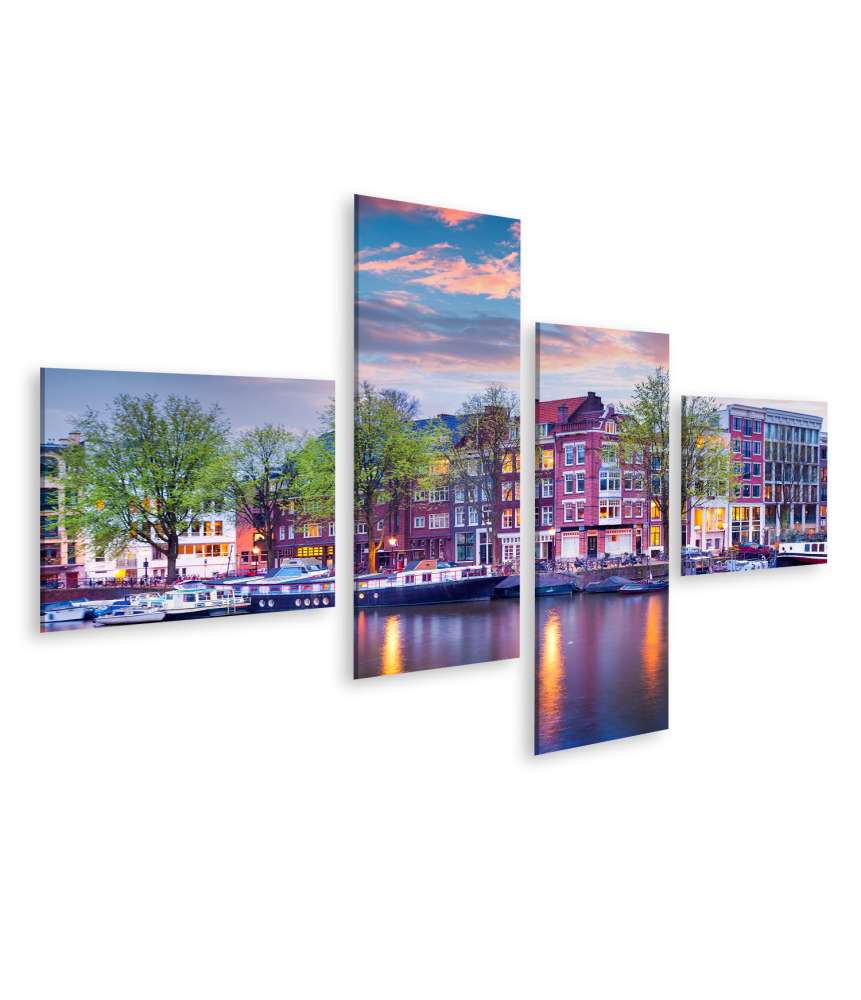 Islandburner Bild auf Leinwand Malerisches Wandbild der Amsterdamer Grachten, Holland