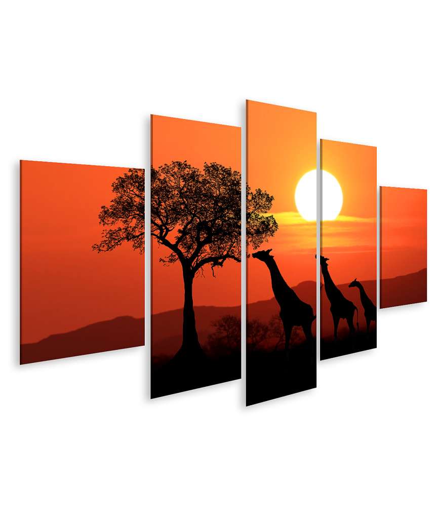 Islandburner Bild auf Leinwand Großes Wandbild: Südafrikanische Giraffen beim Sonnenuntergang in Afrika