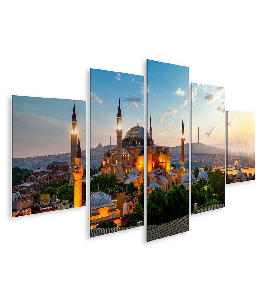 Islandburner Bild auf Leinwand Sonnenaufgang über dem Ayasofya Museum im Stadtbild von Istanbul, Türkei