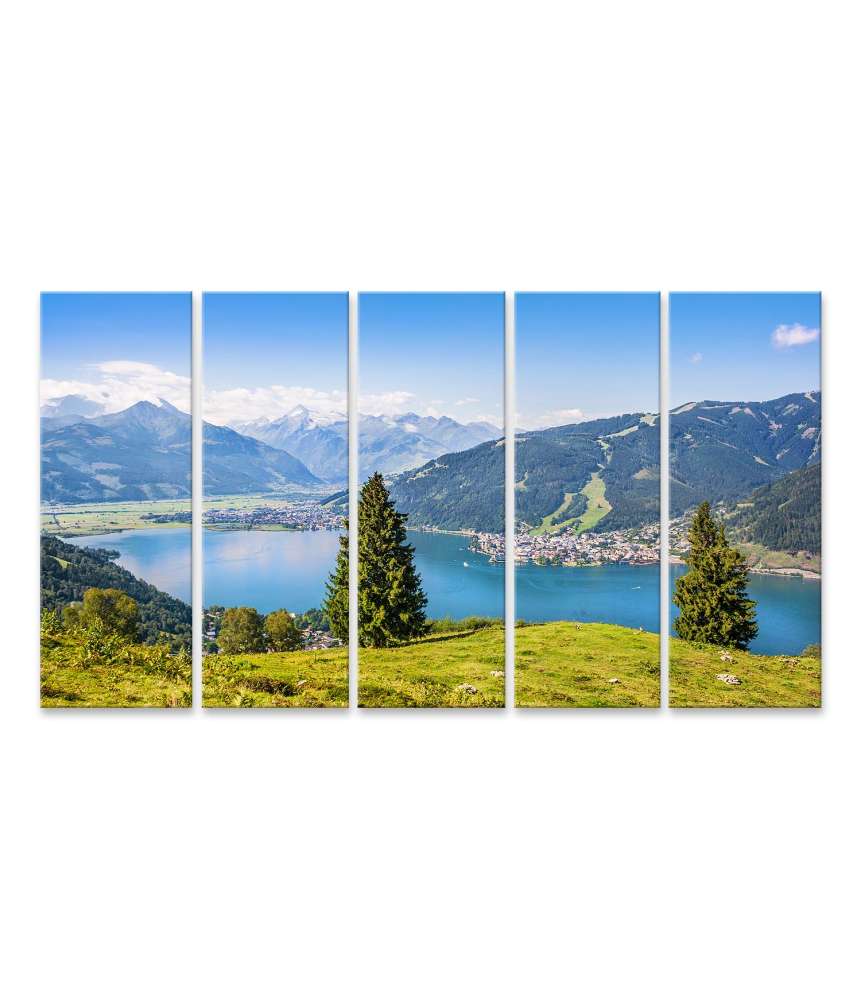 Islandburner Bild auf Leinwand Atemberaubende Alpenlandschaft in Zell am See, Österreich als Wandbild