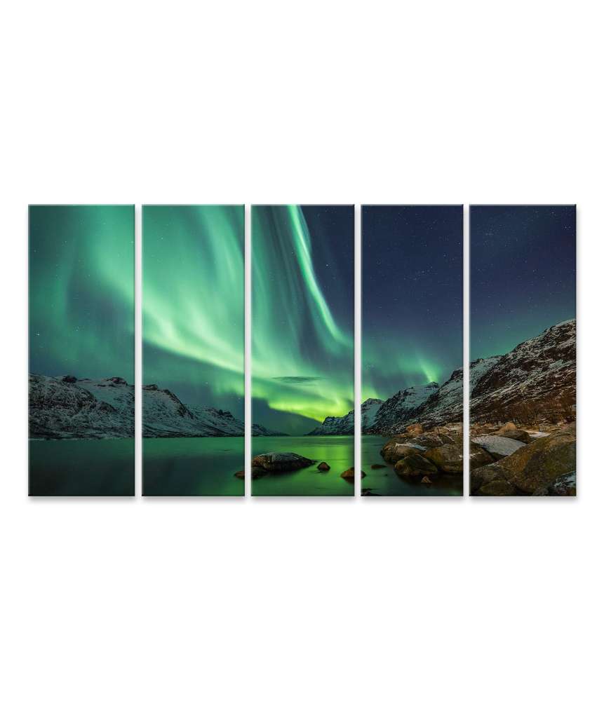 Islandburner Bild auf Leinwand Aurora Borealis über TromsÃ¸, Nordlichter in Skandinavien