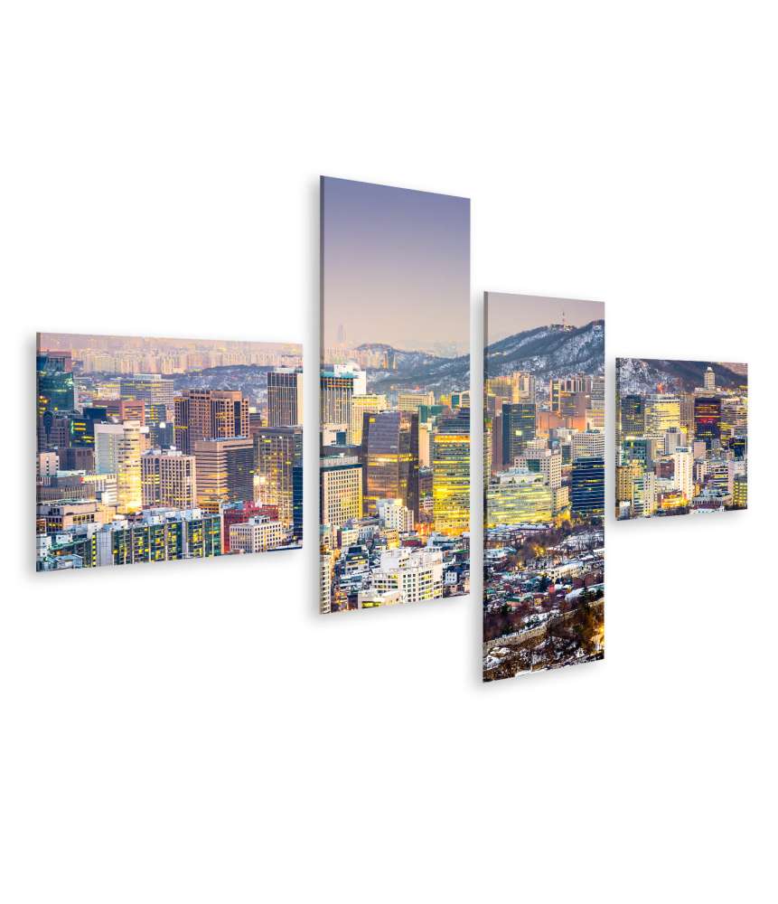 Islandburner Bild auf Leinwand Skyline von Seoul, Südkorea, als beeindruckendes Wandbild dargestellt