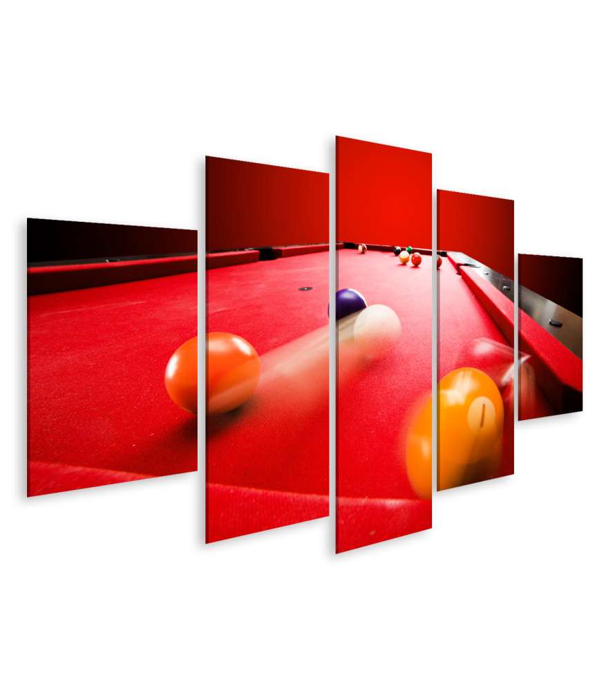 Islandburner Bild auf Leinwand Dynamische Darstellung eines laufenden Billard-Poolspiels