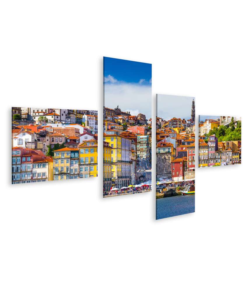 Islandburner Bild auf Leinwand Blick auf die Altstadt-Skyline von Porto, Portugal über den Fluss Douro