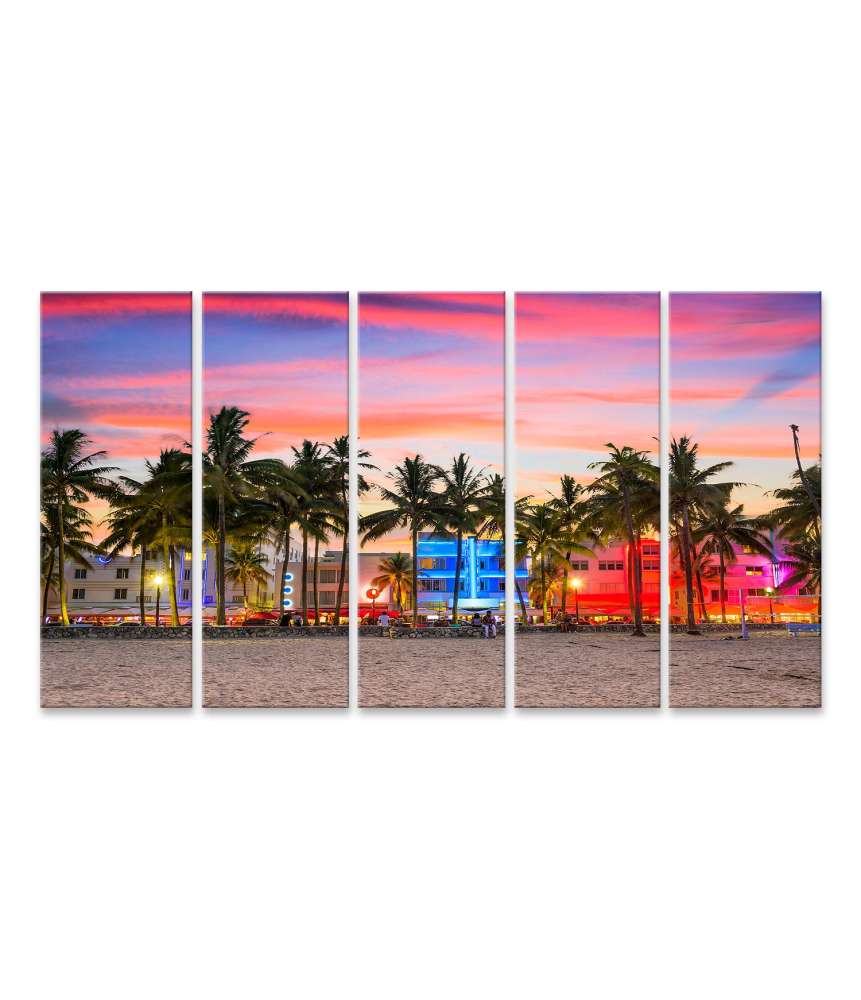 Islandburner Bild auf Leinwand Buntes Wandbild von Miami Beach, Florida