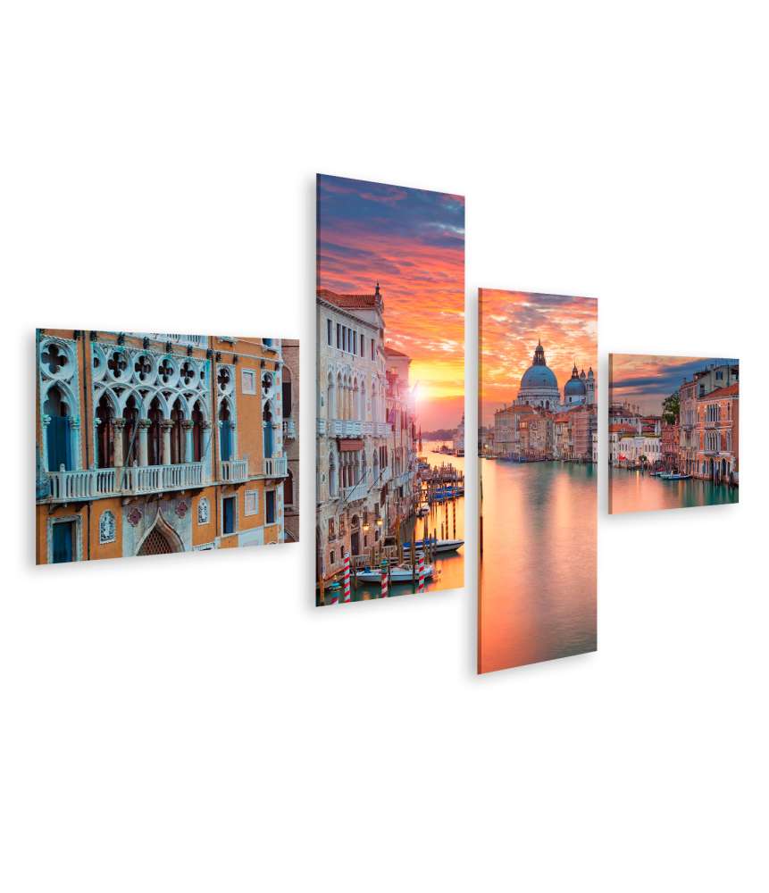 Islandburner Bild auf Leinwand Sonnenlichtbestrahltes Venedig: Canale Grande mit Gondoliere