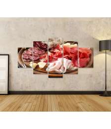 Bild auf Leinwand Italienische Wurstplatte: Prosciutto, Schinken, Bresaola, Pancetta, Salami