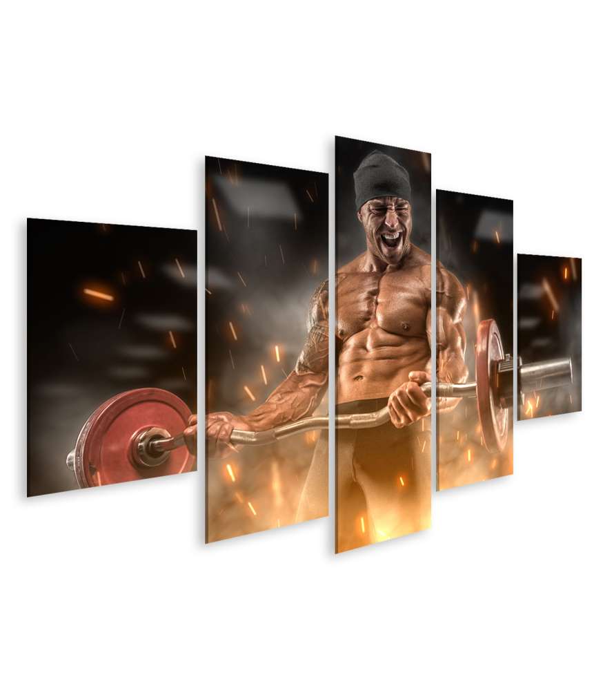 Islandburner Bild auf Leinwand Großes Wandbild eines wütenden Sportlers im Fitnessstudio