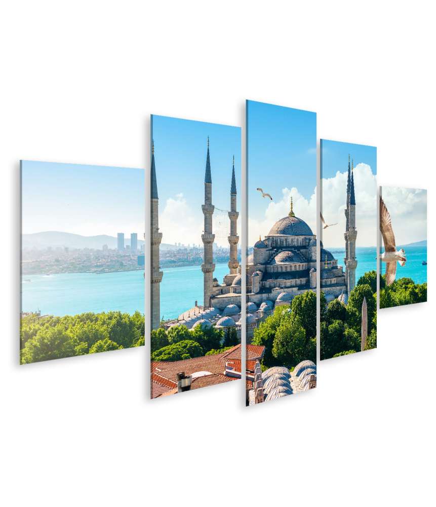 Islandburner Bild auf Leinwand Bosporus-Ansicht mit Blauer Moschee in Istanbul, Türkei als Wandbild