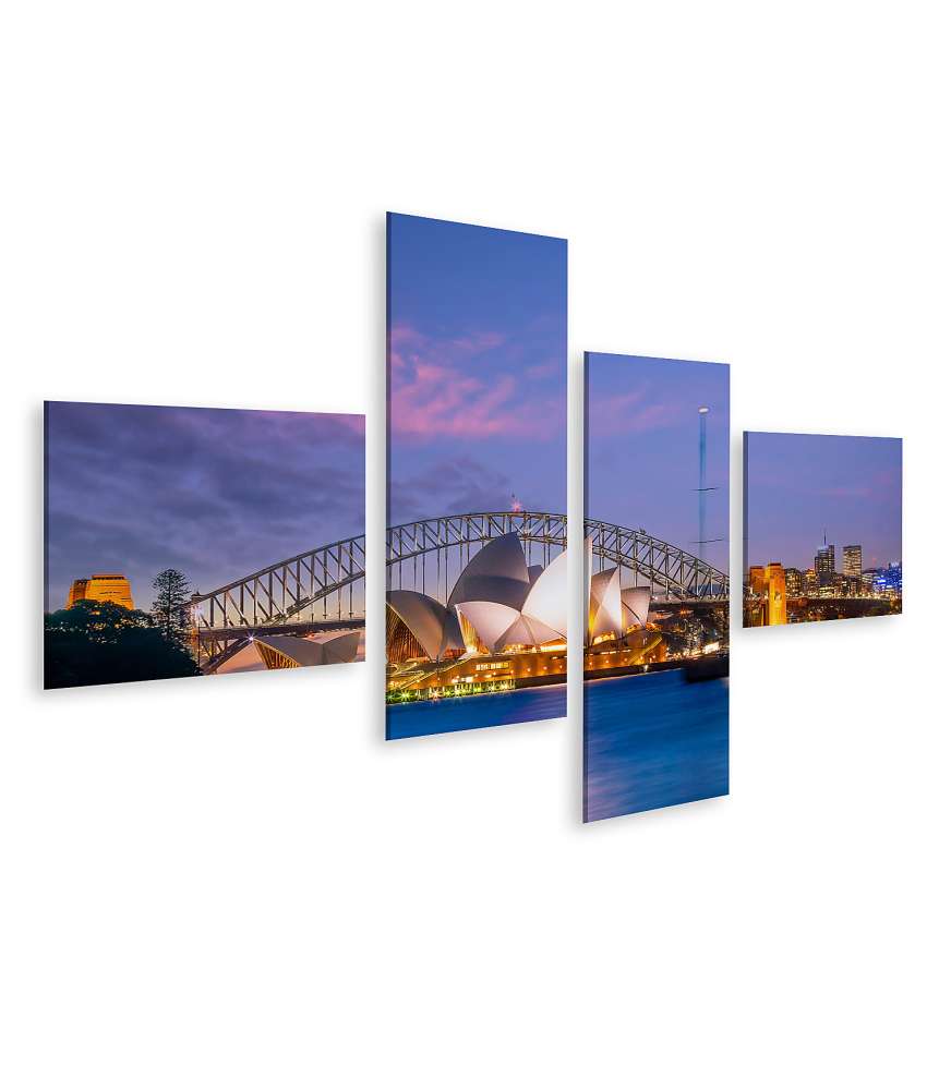 Islandburner Bild auf Leinwand Sonnenuntergang über der Skyline von Downtown Sydney, Australien