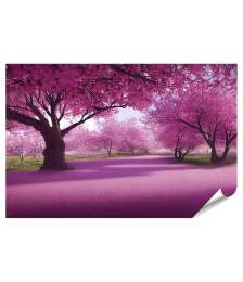 XXL Premium Poster Romantischer Tunnel aus rosa Sakura-Bäumen mit fallenden Blüten im Frühling
