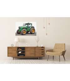 XXL Premium Poster Modernes Wandbild eines grün-weißen Traktors im Stil von John Deere