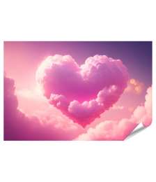 XXL Premium Poster Rosa Wolke in Form eines Valentinstagsherzes auf dem Wandbild