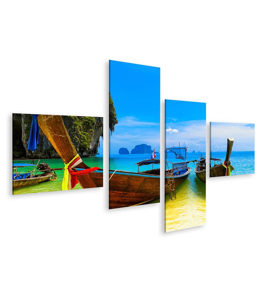 Islandburner Bild auf Leinwand Sommerliche Strandlandschaft in Thailand mit blauem Wasser und Himmel