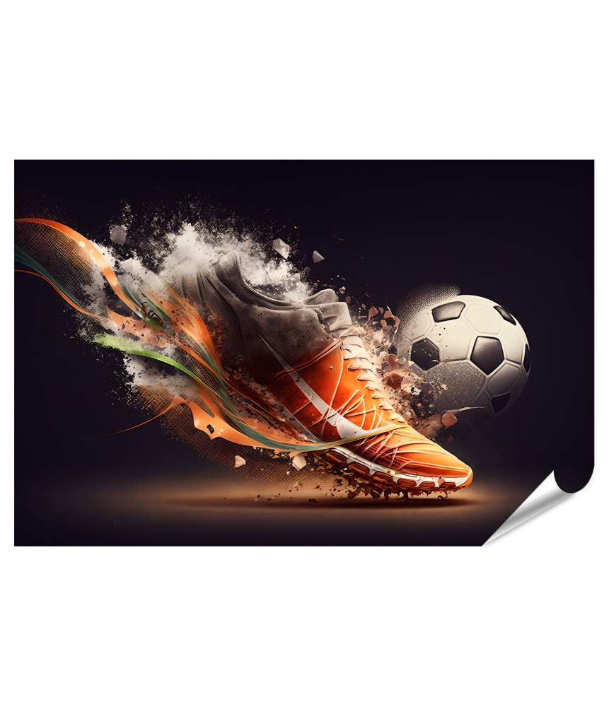 Islandburner XXL Premium Poster Professionelle, kreative Grafikkunst eines Fußballspiel-Werbeplakats