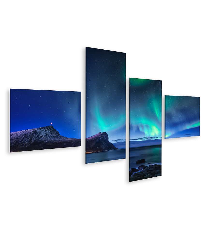 Islandburner Bild auf Leinwand Magisches Aurora Borealis Wandbild im nachtlichen Nordnorwegen