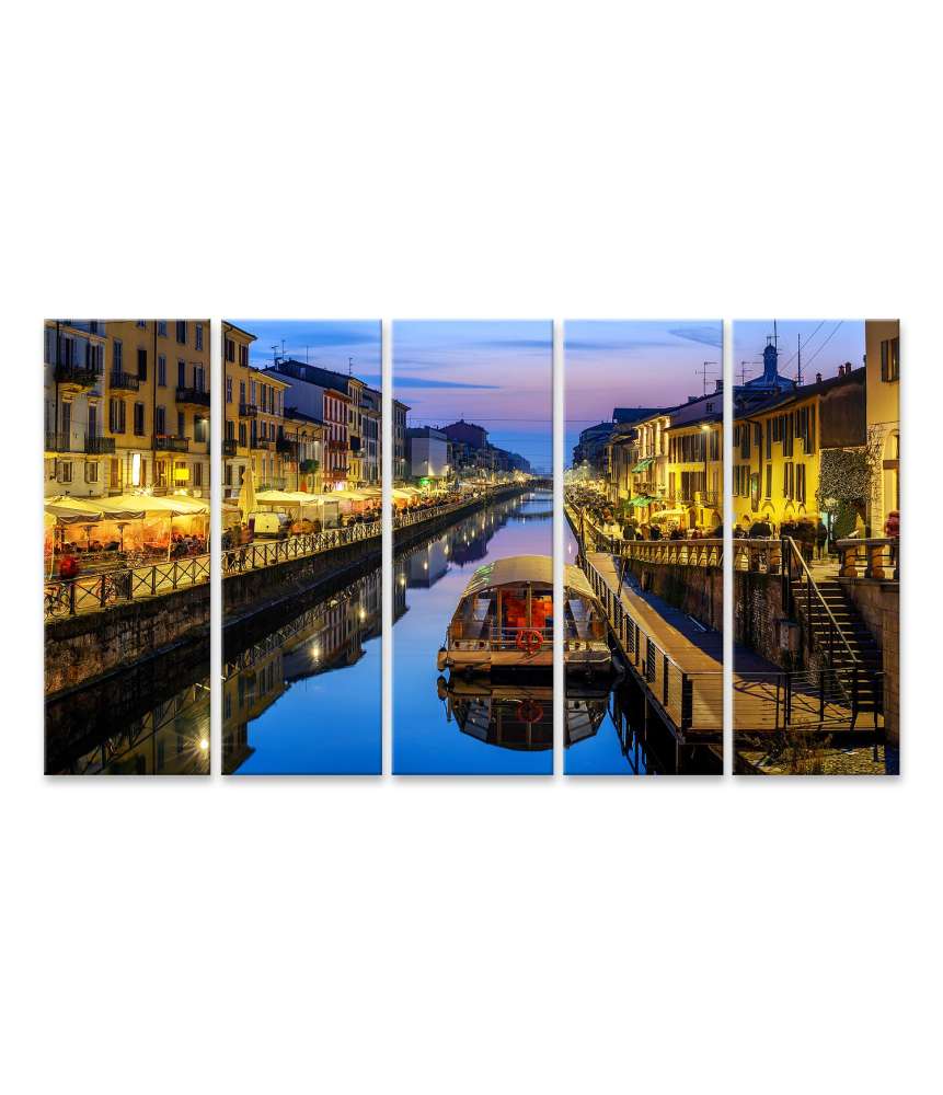 Bild auf Leinwand Beeindruckendes Wandbild des Naviglio Grande Kanals in Mailand, Italien