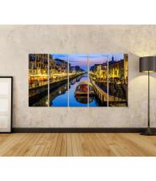 Bild auf Leinwand Beeindruckendes Wandbild des Naviglio Grande Kanals in Mailand, Italien