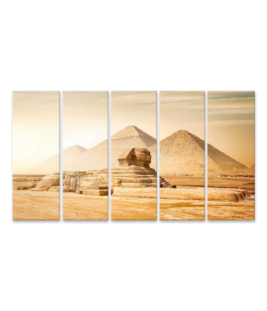 Islandburner Bild auf Leinwand Sphinx und Pyramiden in der ägyptischen Wüste als Wandbild