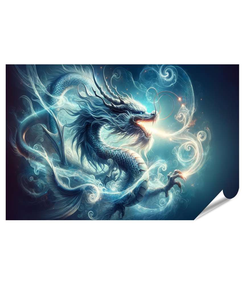 Islandburner XXL Premium Poster Mystischer Drache umgeben von einer leuchtenden Aura