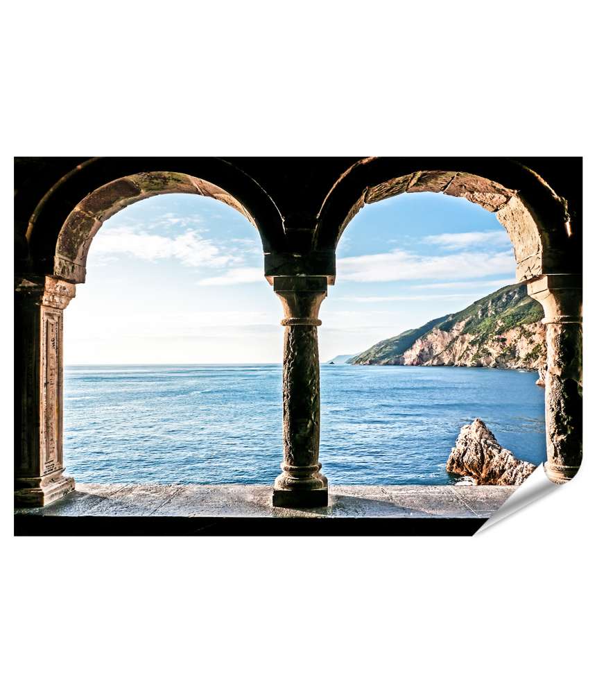 Islandburner XXL Premium Poster Atemberaubendes Wandbild der malerischen Aussicht in Portovenere, Italien