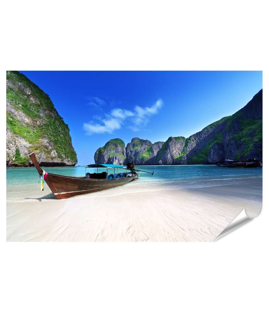 Islandburner XXL Premium Poster Atemberaubendes Wandbild von Maya Bay, Phi Phi Leh Insel, Thailand