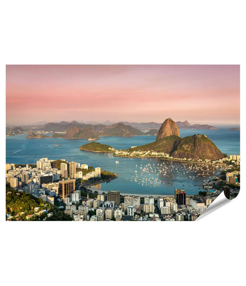 Islandburner XXL Premium Poster Sonnenuntergangsbild über der Botafogo-Bucht in Rio de Janeiro, Brasilien