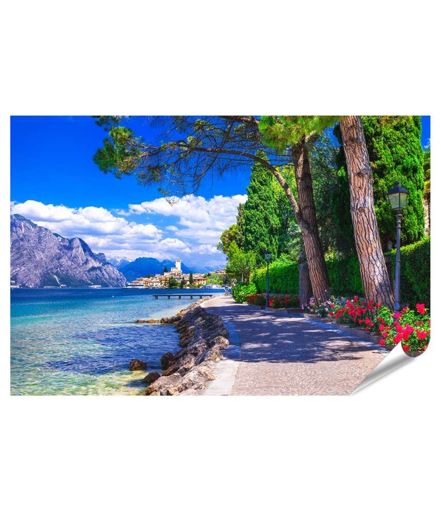 Islandburner XXL Premium Poster Malcesine am Lago di Garda: Italienische Landschaft als Wandbild