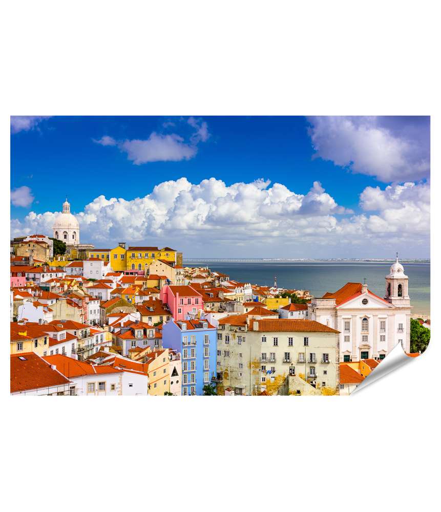 XXL Premium Poster Malerei des malerischen Stadtbildes im Alfama-Viertel, Lissabon, Portugal