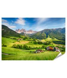 XXL Premium Poster Malerisches Wandbild der Dolomiten Alpen im Val Di Funes