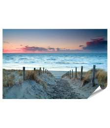 XXL Premium Poster Sonnenuntergang über dem Sandstrand der Nordsee in Holland als Wandbild