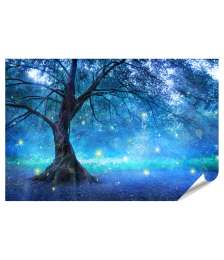 XXL Premium Poster Mystischer Wald mit magischem Feenbaum-Wandbild