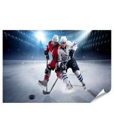 XXL Premium Poster Eishockeyspieler in Aktion beim Schuss auf den Puck