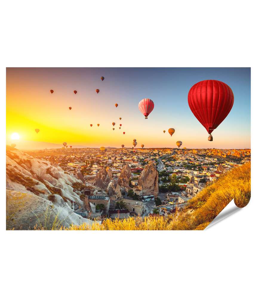 XXL Premium Poster Schwebende Heißluftballons über dem atemberaubenden Kappadokien-Wandbild