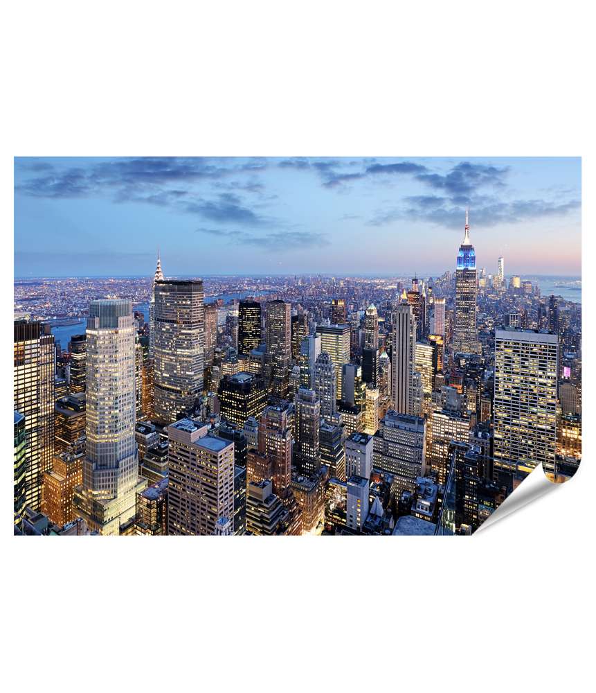 Islandburner XXL Premium Poster Manhattan Skyline bei Nacht, New York City, USA Wandbild