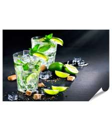 XXL Premium Poster Mojito-Cocktail mit Rum, Limetten und Minze auf einem Sommertisch
