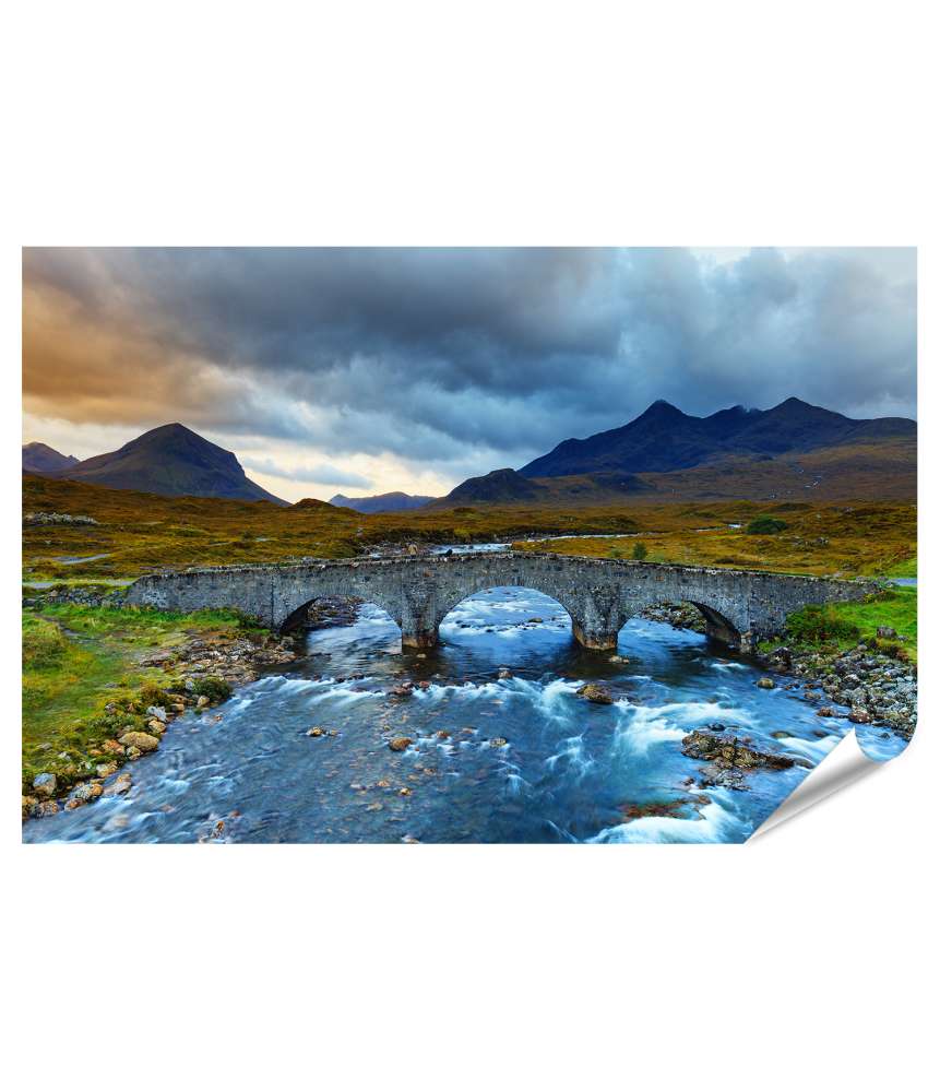 Islandburner XXL Premium Poster Berg Marsco im Sligachan Glen, Skye, Innere Hebriden, Highlands, Schottland