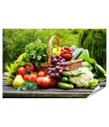 Premium Poster Bio-Gemüse im Weidenkorb: Lebendiges Küchenwandbild