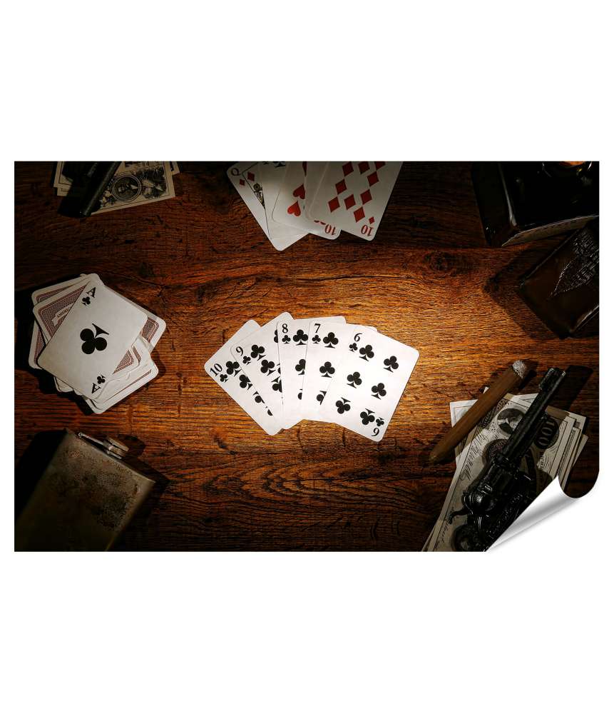 Premium Poster Legendäres Wandbild des alten Poker-Spielers aus dem amerikanischen Westen
