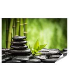 Premium Poster Zen-Wandbild aus Basaltsteinen und Bambus