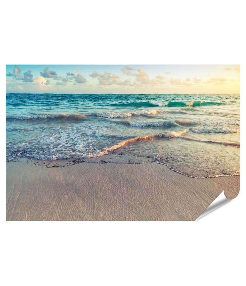 Premium Poster Lebhaftes Wandbild: Sonnenaufgang an Punta Cana's Atlantikküste