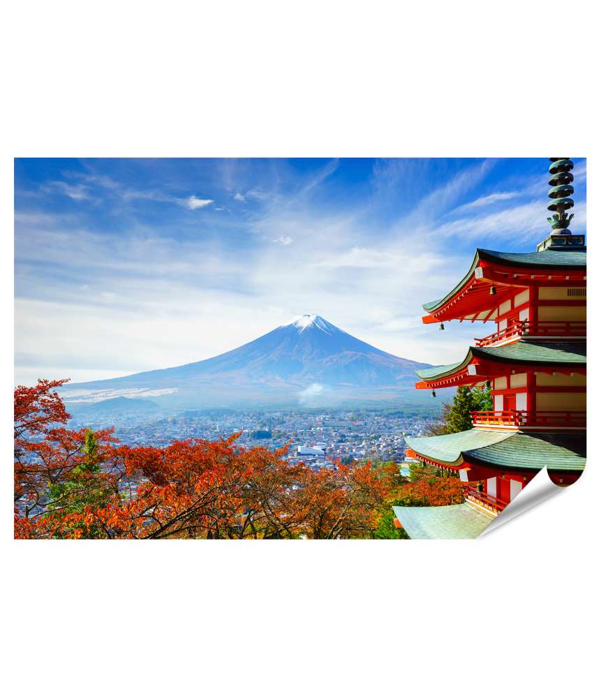 Islandburner Premium Poster Herbstlicher Blick auf Berg Fuji und Chureito Pagode, Fujiyoshida, Japan