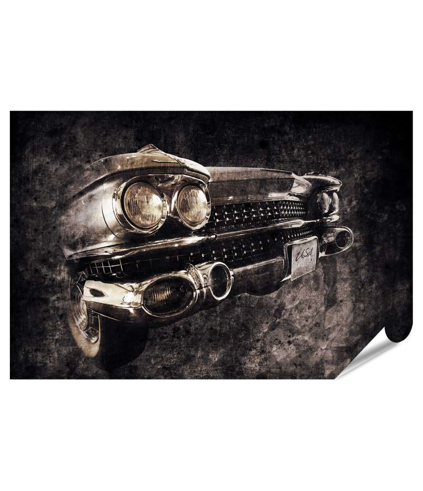 Islandburner Premium Poster Retro-Stil Wandbild eines klassischen amerikanischen Autos