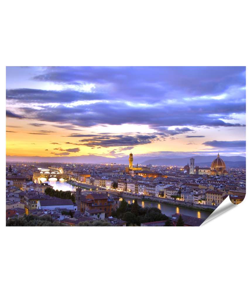 Islandburner Premium Poster Atemberaubender Sonnenuntergang über der historischen Stadt Florenz