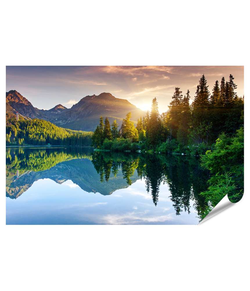 Islandburner Premium Poster Bergsee Strbske Pleso im Nationalpark Hohe Tatra, Slowakei