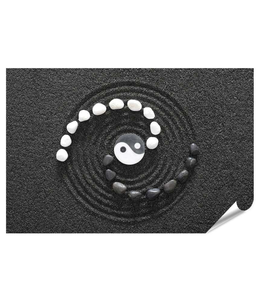 Islandburner Premium Poster Zen-Steine mit Yin und Yang Symbolen auf Wandbild