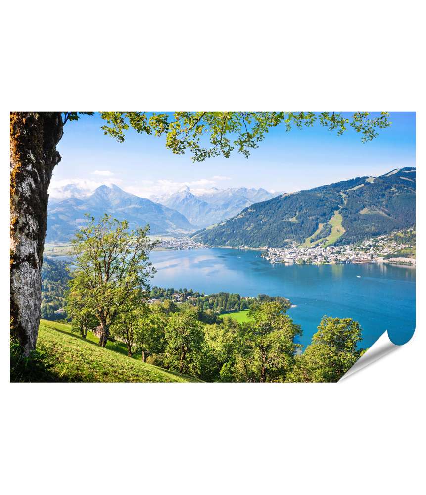 Islandburner Premium Poster Atemberaubendes Wandbild: Alpenlandschaft & Bergsee in Zell am See, Österreich