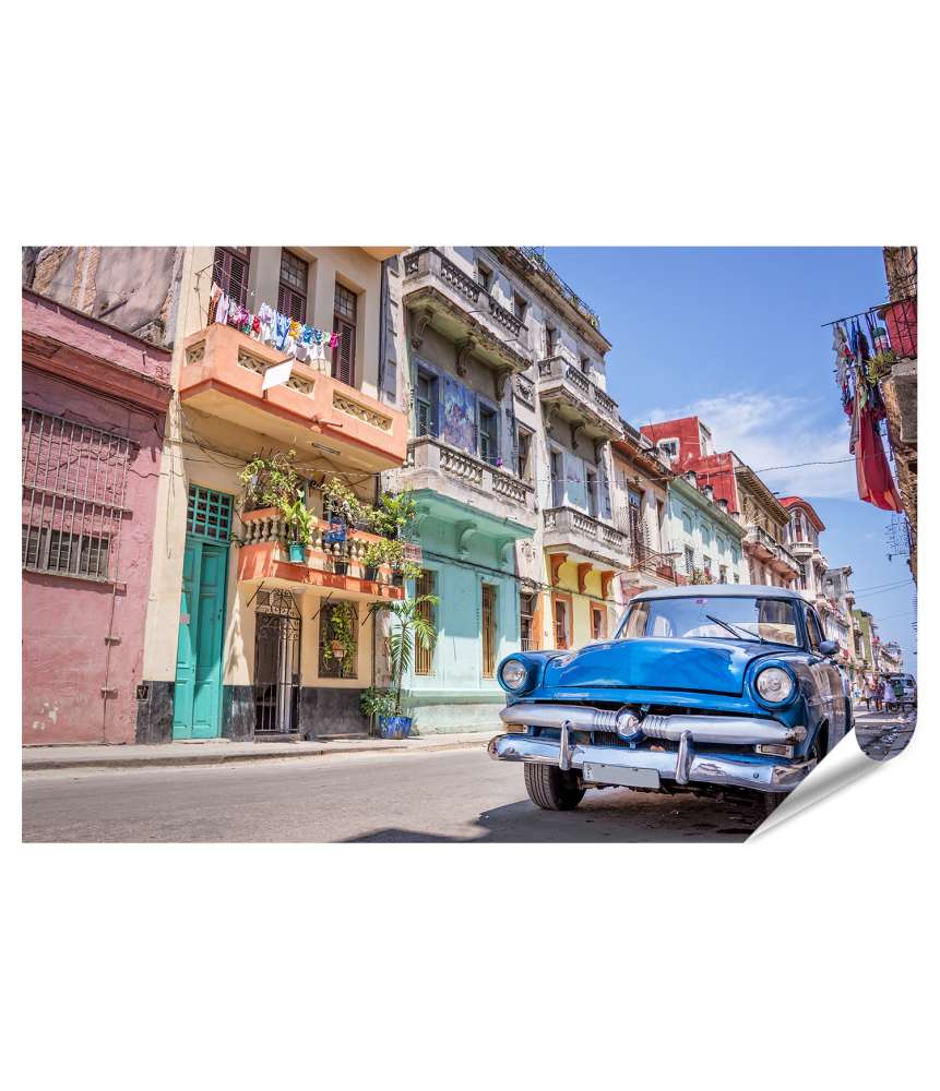 Islandburner Premium Poster Klassisches amerikanisches Vintage-Auto in Havanna dargestellt